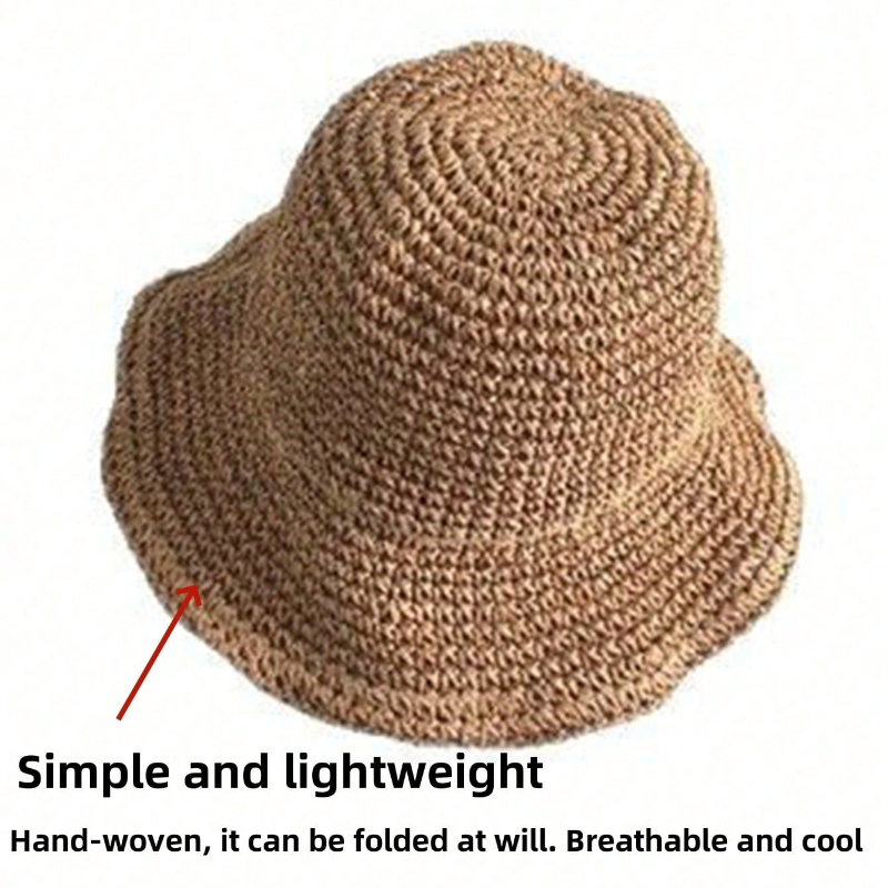 Foldable Straw Sun Visor Hat for Women Wide Brim Beach Travel Summer Hat