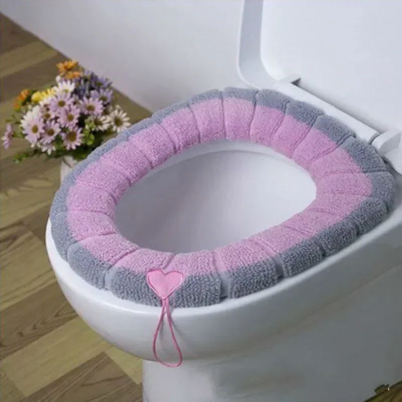 Thickened Toilet Seat Cover Pad – Warm, Washable & Non-Slip Soft Toilet Seat Cover
