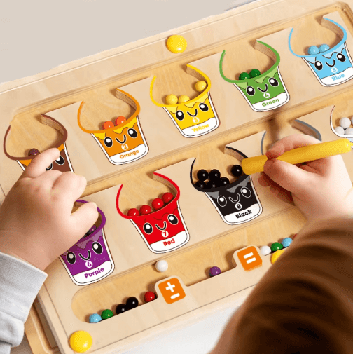 2-in-1 Magnetic Color Sorting Maze & Drawing Board Montessori Learning Toy