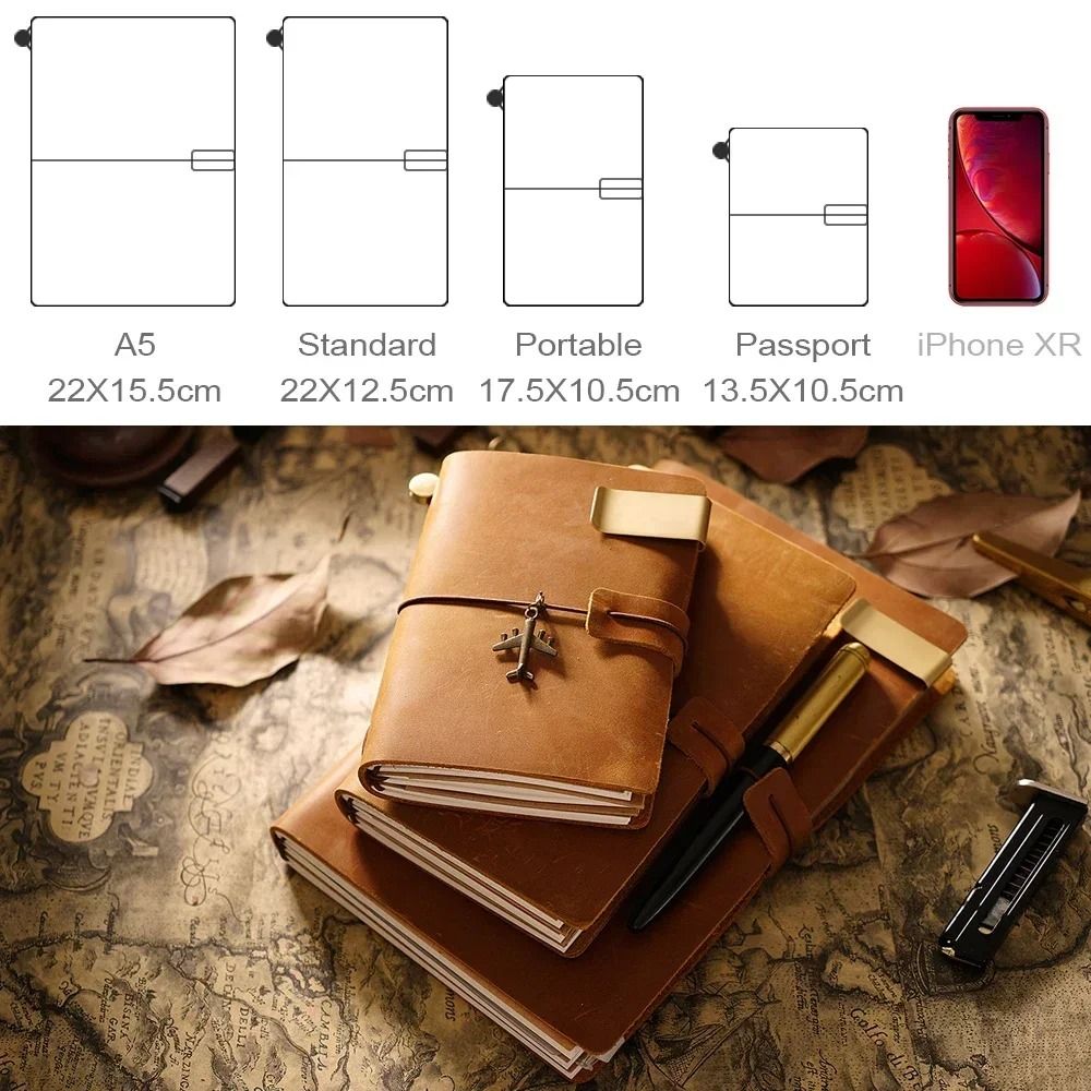 Moterm 100% Genuine Leather Travel Notebook – Handmade Vintage Cowhide Journal & Planner Cover
