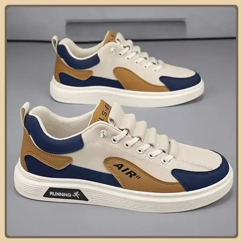 Men Leather Low Top Casual Sneakers Trendy Running Style