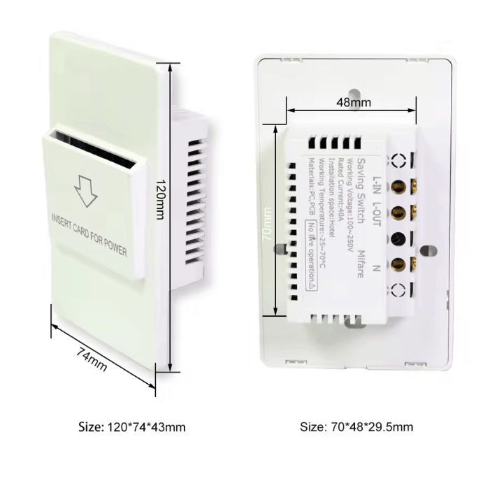EcoCard Smart Hotel Power Saver Switch 12.5 kHz 13.56 MHz Card Activated