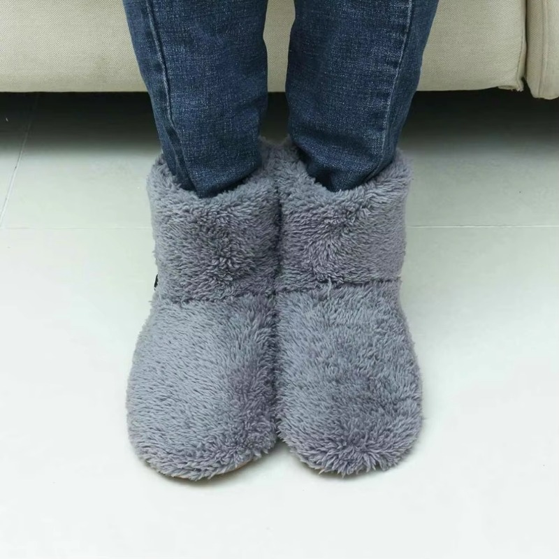 USB Heater Shoes, Winter Warm Plush Heating Rechargeable Slippers, Electric Snow Boots Foot Warmer