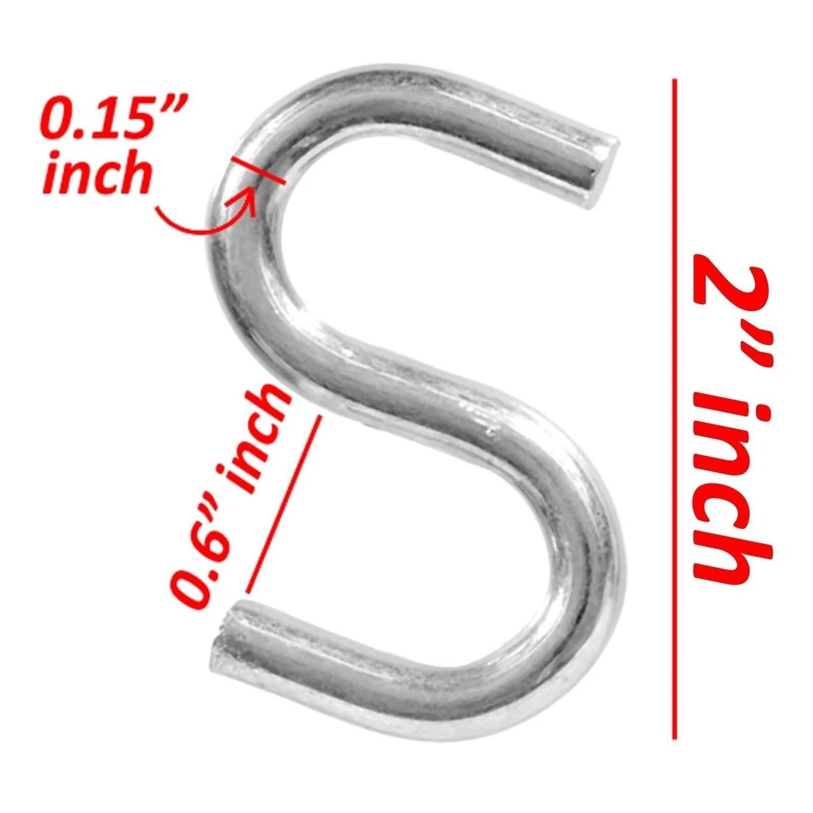Heavy Duty Zinc Plated S Hooks Utility Hangers for Kitchen, Closet & Garage Organization