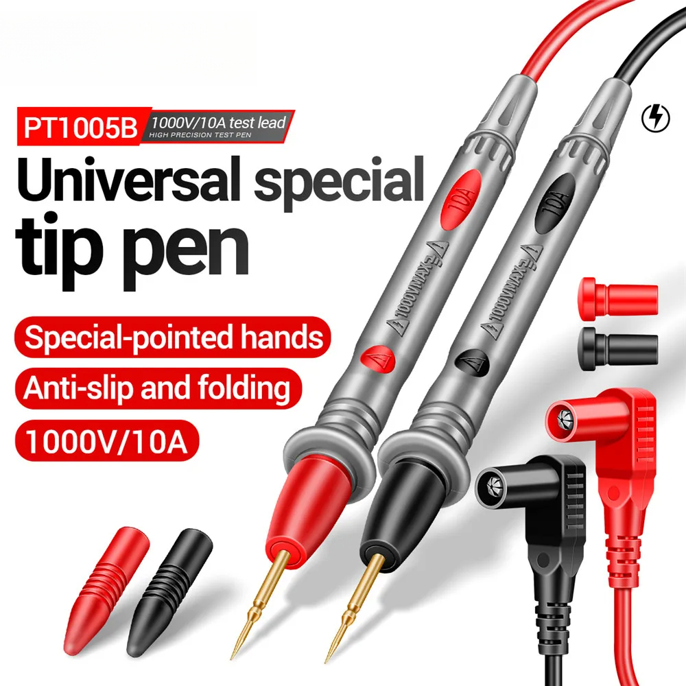 PT1005B 1000V 10A Multimeter Test Leads, Universal Needle Tip Probe Wire Pen for Digital Multi Meter Tester