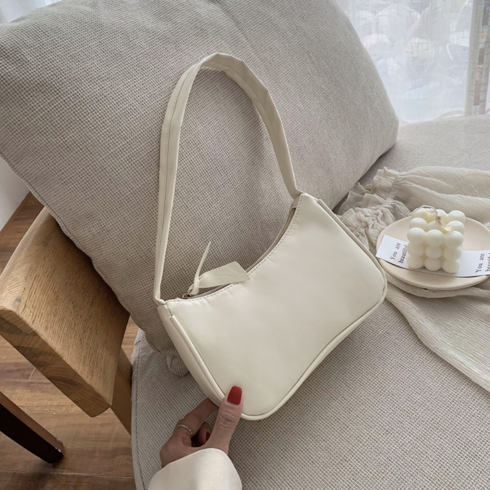 Women's Retro Baguette Handbag PU Leather Forearm Bag with Bow