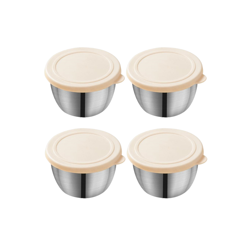 Stainless Steel Sauce Cup with Lid, Reusable Salad Dressing Container