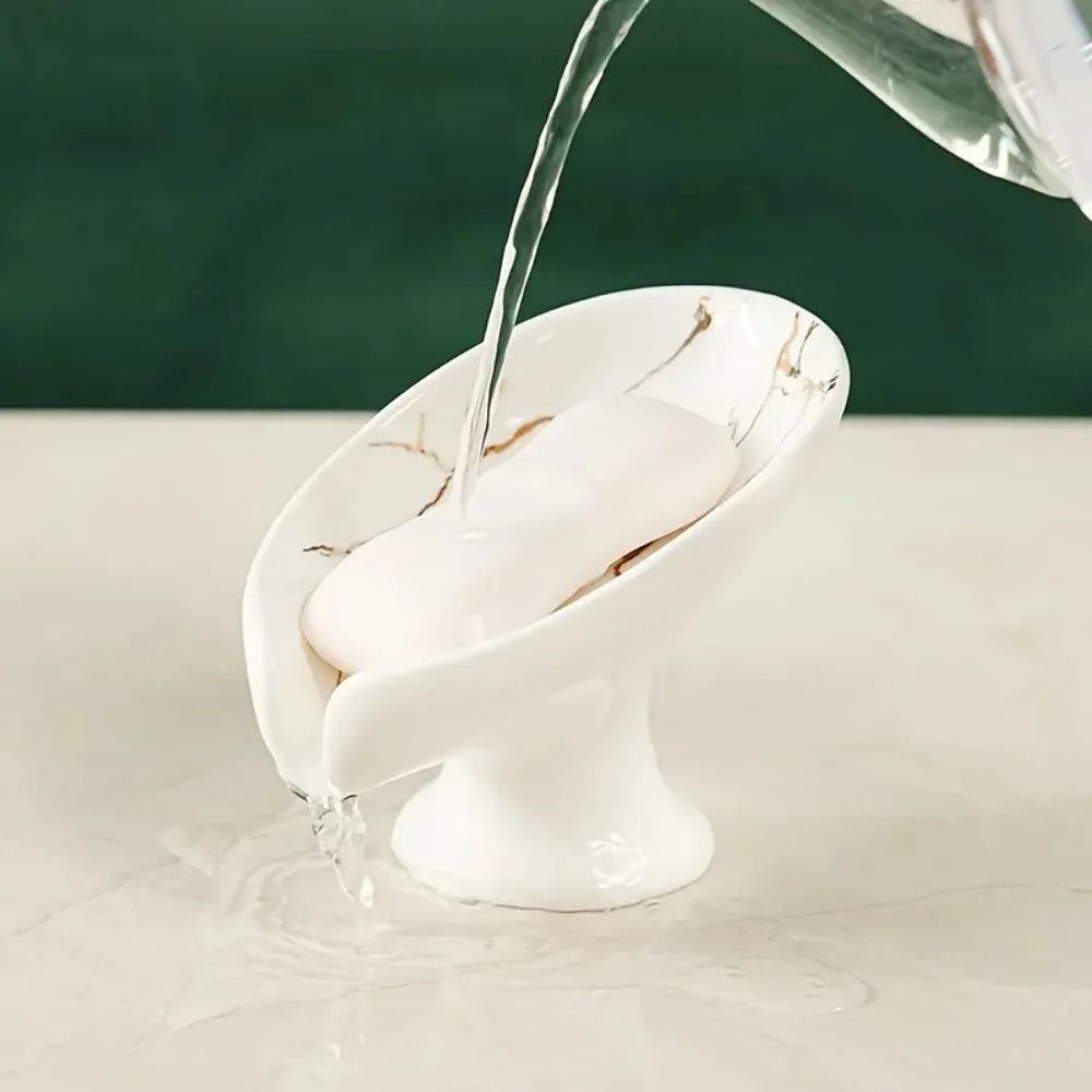 Premium Ceramic Leaf Shape Soap Holder – Elegant Bathroom & Kitchen Self-Draining Dish