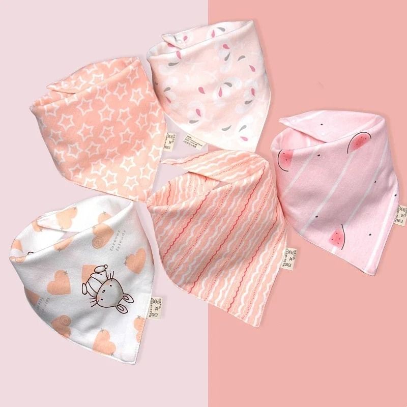 Pure Cotton 360° Waterproof Bandana Bibs (5-Pack)