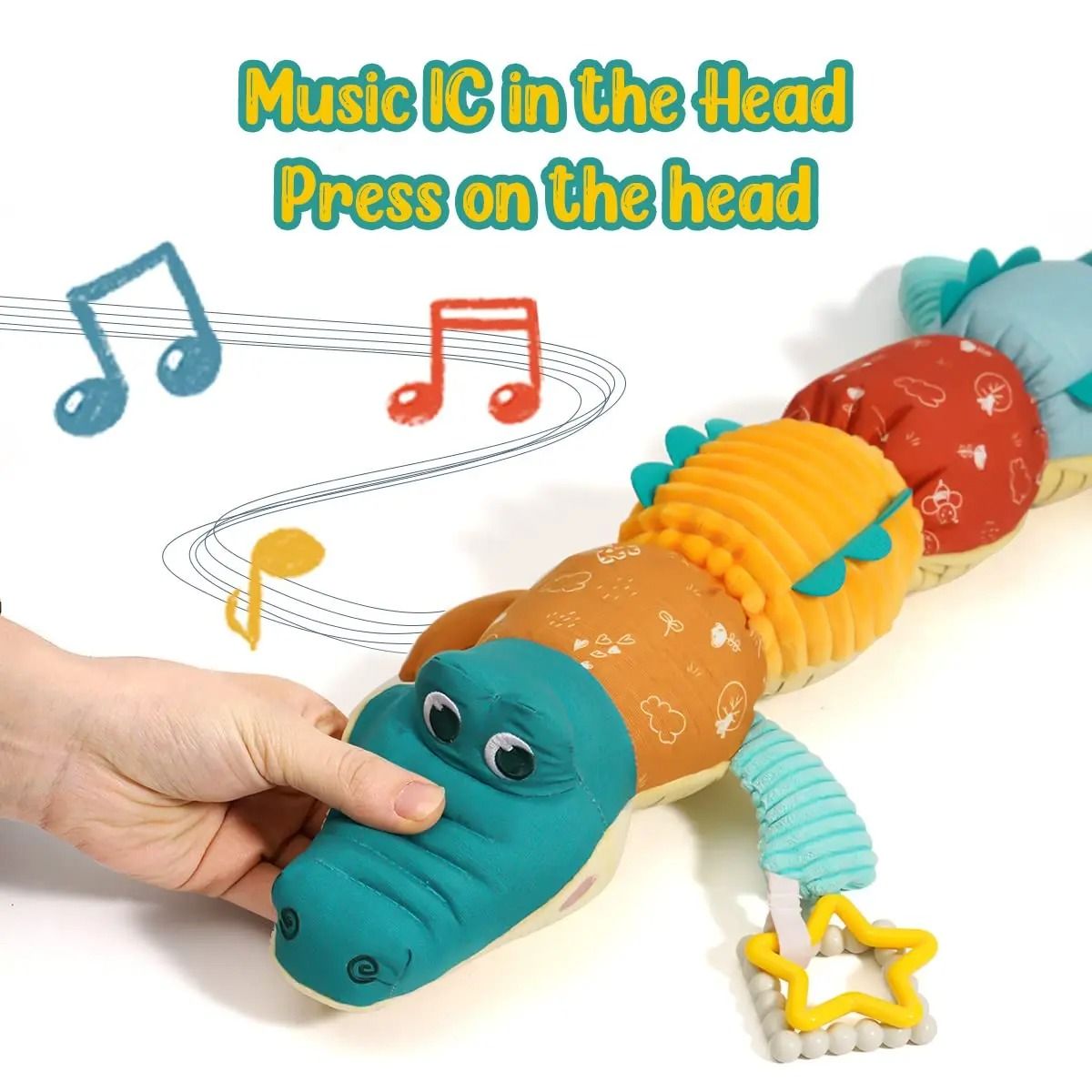 Musical Stuffed Animal Tummy Time Toy with Ruler Design