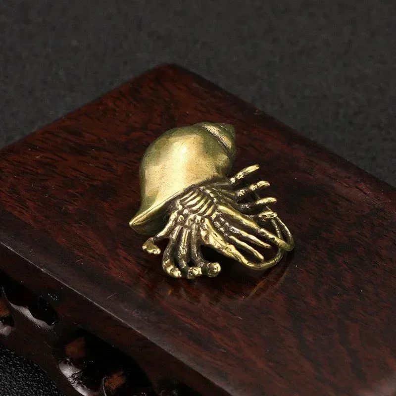 Vintage Brass Hermit Crab Figurine Decorative Desk Ornament