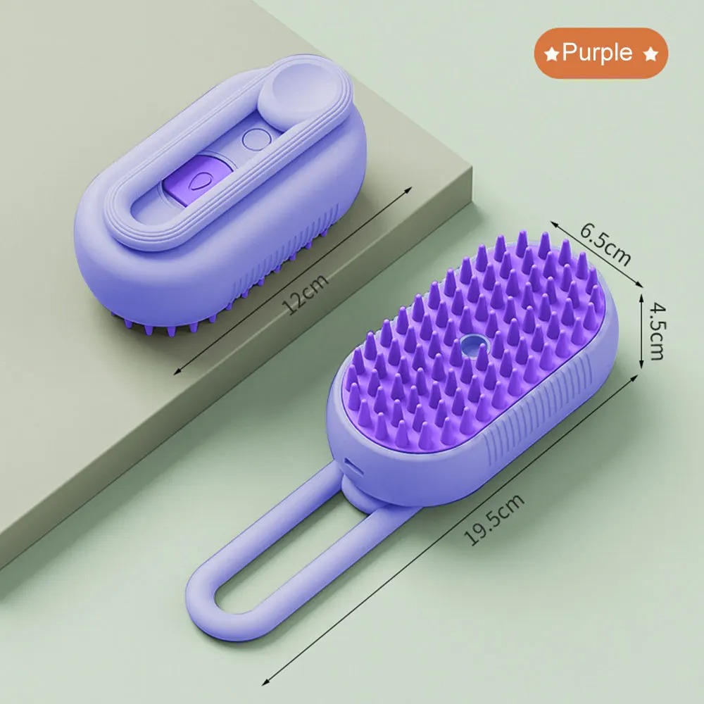 3-in-1 Electric Pet Spray Brush – Water Dog Grooming Tool with Soft Silicone Bristles, USB Rechargeable, Comb & Massage