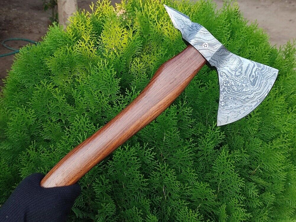 Hand-Forged Damascus Steel Tomahawk Axe | 17