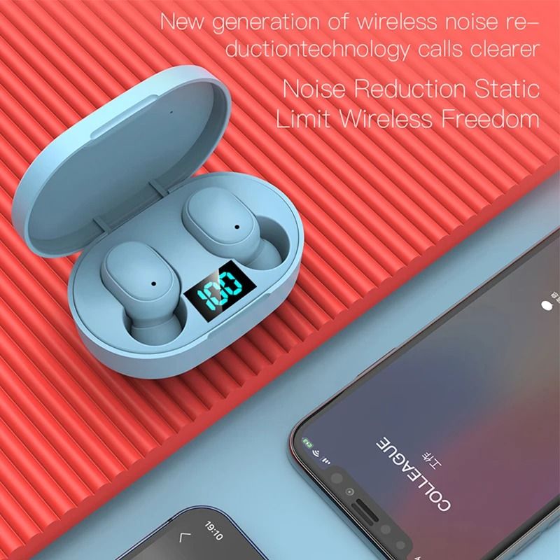 E6S TWS Wireless Bluetooth Earbuds with LED Display and Noise Reduction