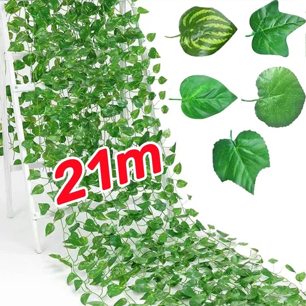 21M Artificial Ivy Vine Garland | Green Leaf Creeper Rattan for Garden & Home