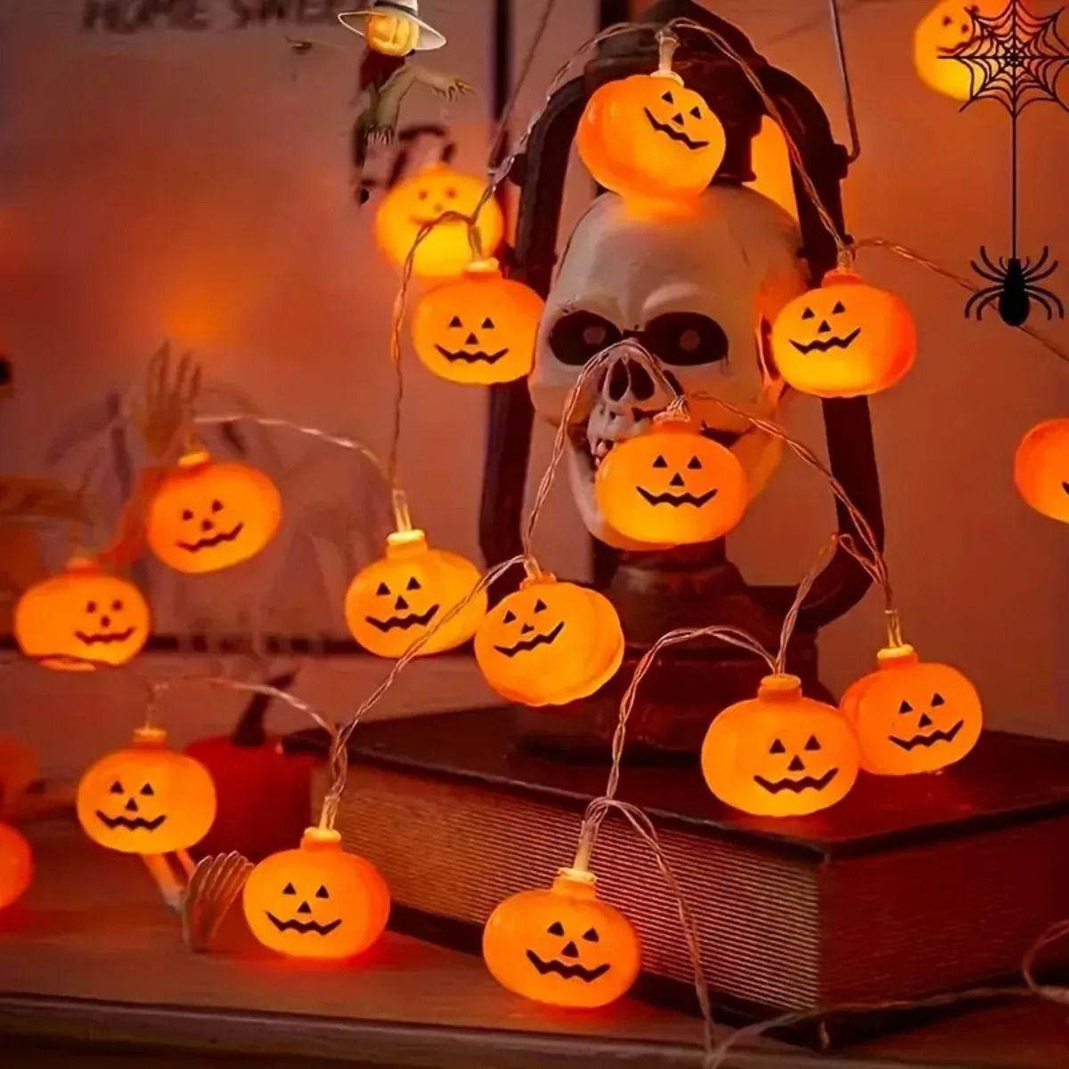 3D Pumpkin LED String Light Battery Powered Halloween Decorative Lamp 10 or 20 LEDs