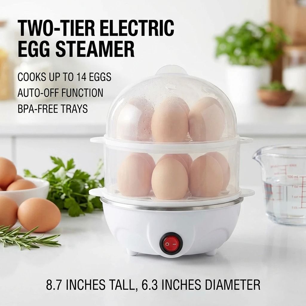 Double Layers Electric Egg Boiler and Multifunctional Breakfast Machine