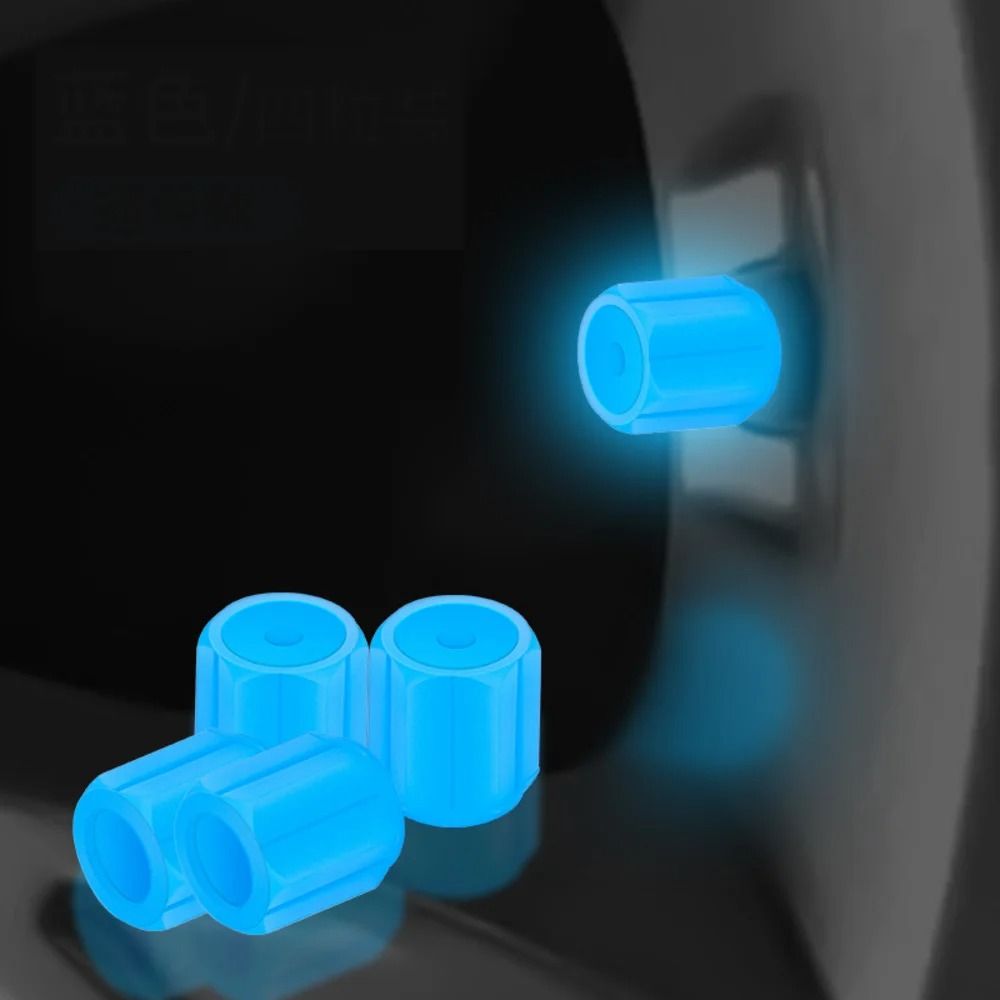 Glow-in-the-Dark Universal Tire Valve Caps - 4 Pack