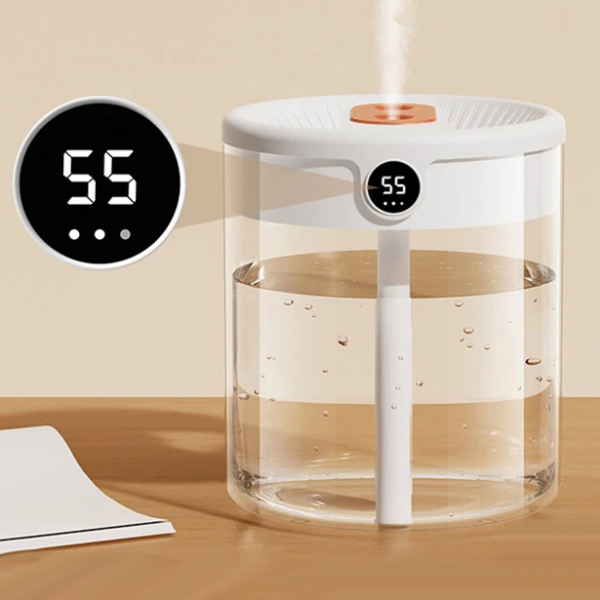 Niye 2L Double Nozzle Air Humidifier with LCD Humidity Display – Large Capacity Aroma Essential Oil Diffuser for Bedroom