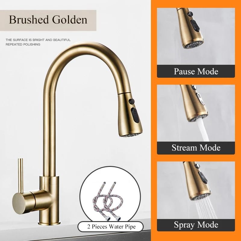 Pull Out kitchen faucet Silver Single Handle Swivel Sprayer Sink Water Mixer Tap
