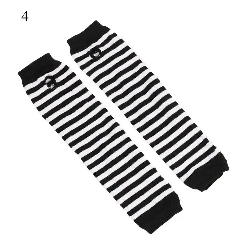 Gothic Striped Fingerless Arm Warmers - Harajuku Y2K Knit Sleeves