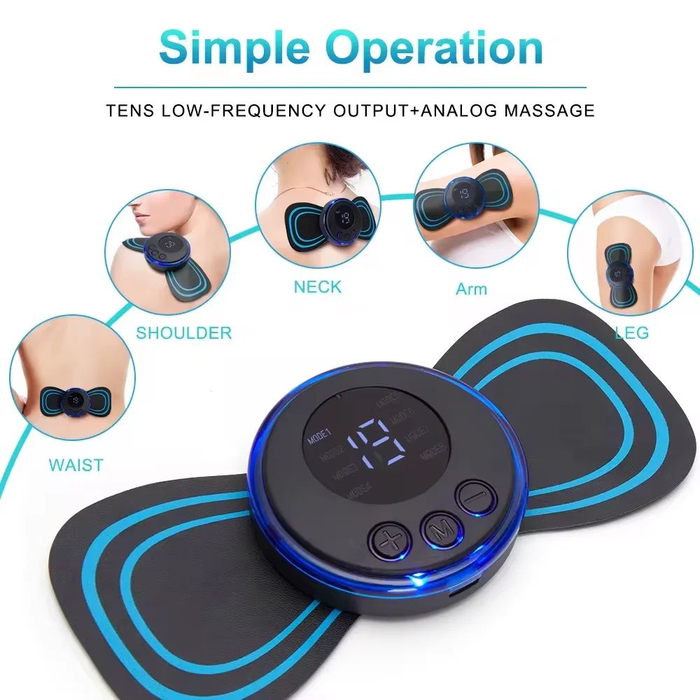 Portable Electric EMS Neck & Cervical Massager Patch – Mini Muscle Pain Relief & Fatigue Stimulator