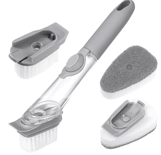 No Scratch Dishwand Set Soap Dispensing Dishwashing Brush Sponge Cleaner