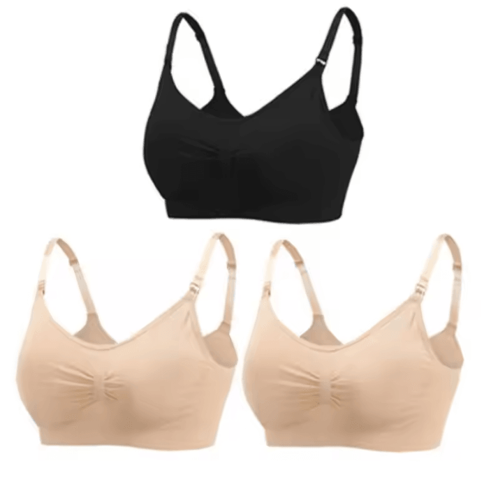 3pcs Maternity Nursing Bras Cotton Seamless Breathable Push Up Bra Set