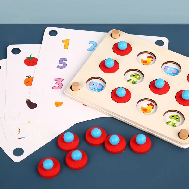 Montessori Memory Match Chess Wooden Educational Logic and Concentration Toy