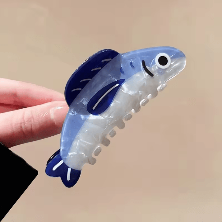 1Pc Creative Hair Clip Ocean Sardine Shark Texture Ponytail Holder – Cute Hair Ornament Clip for Women