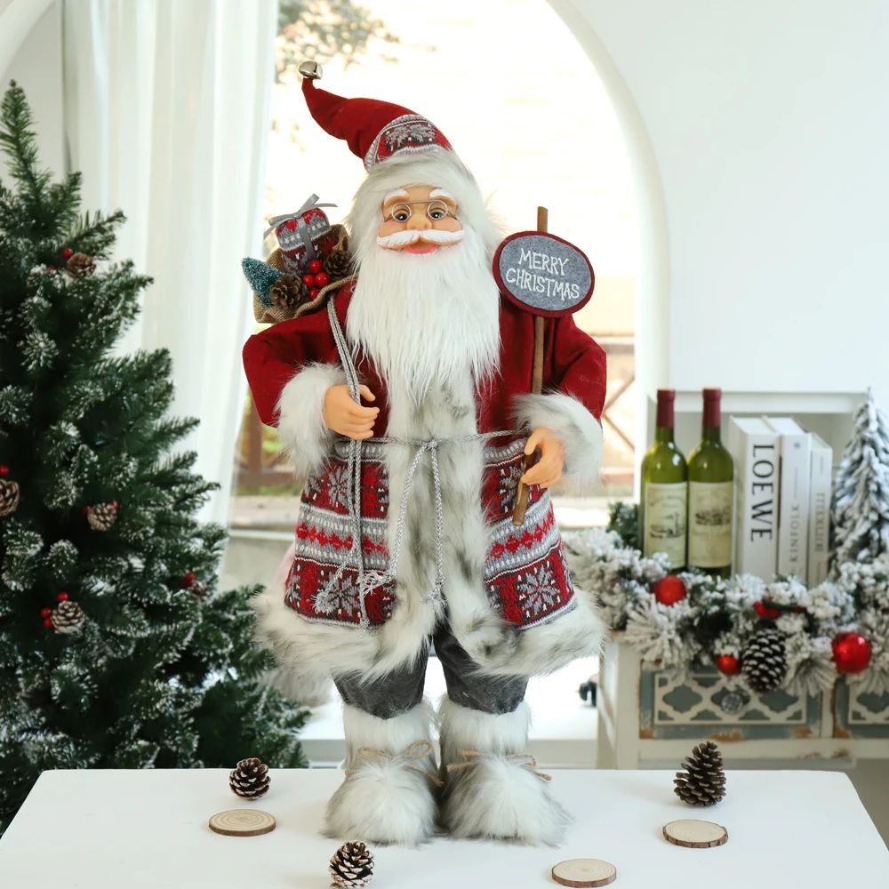 Standing Santa Claus Christmas Figurine – Festive Holiday Window & Table Decoration