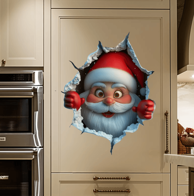 FestiveGlow Christmas Santa Wall Stickers – Waterproof Peel & Stick Holiday Decor