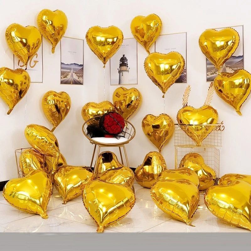 18-Inch Heart Foil Balloons – 10 Pcs Romantic Atmosphere Set