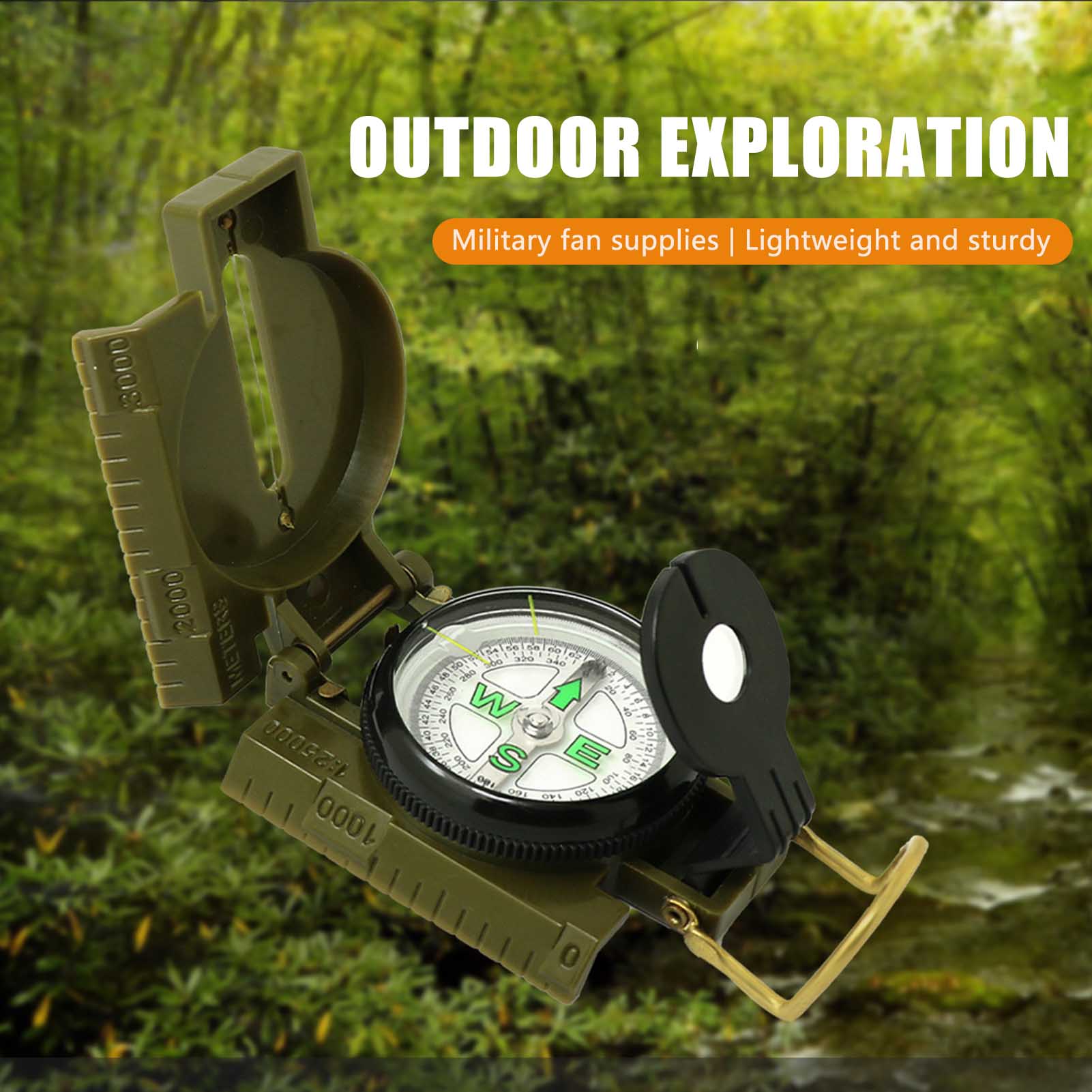 Military Compass for Outdoor Adventures  Army Green Folding Navigation Tool for Hiking, Camping, and Survival