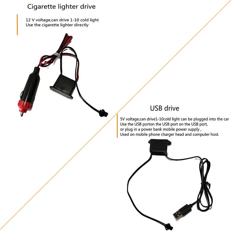 USB Neon LED Car Interior Light Strip Flexible Ambient Lighting