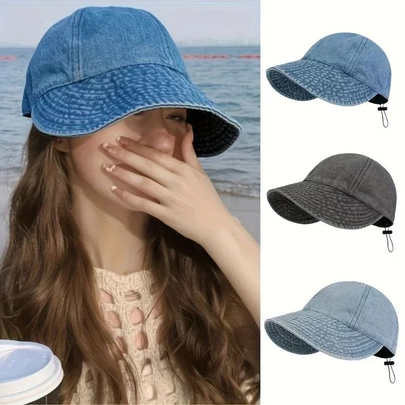 Foldable Wide Brim Sun Hat Adjustable Cotton Summer Beach Cap