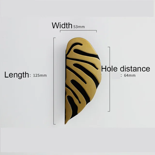 Luxury Leaf Cabinet Handles Black Gold Zinc Alloy Drawer Knobs