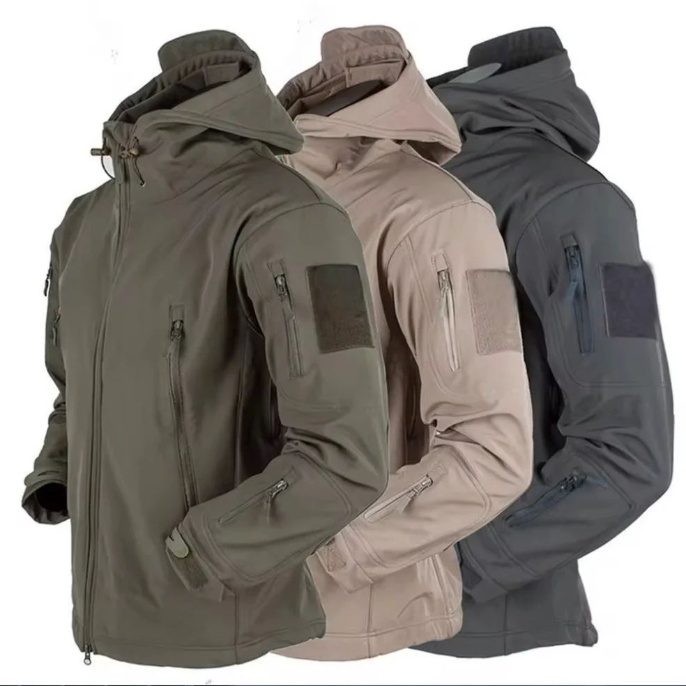 Men's Tactical Shark Skin Soft Shell Jacket – Windproof Waterproof Military Hooded Combat Bomber Coat