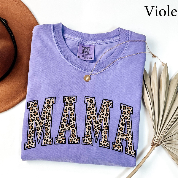 Mama Leopard Print Shirt Casual Mom Graphic Tee Trendy Everyday Womens T-Shirt