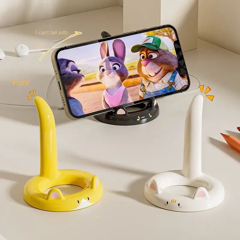 PurrView Adjustable Cartoon Cat Phone Stand for Desk & Bedside