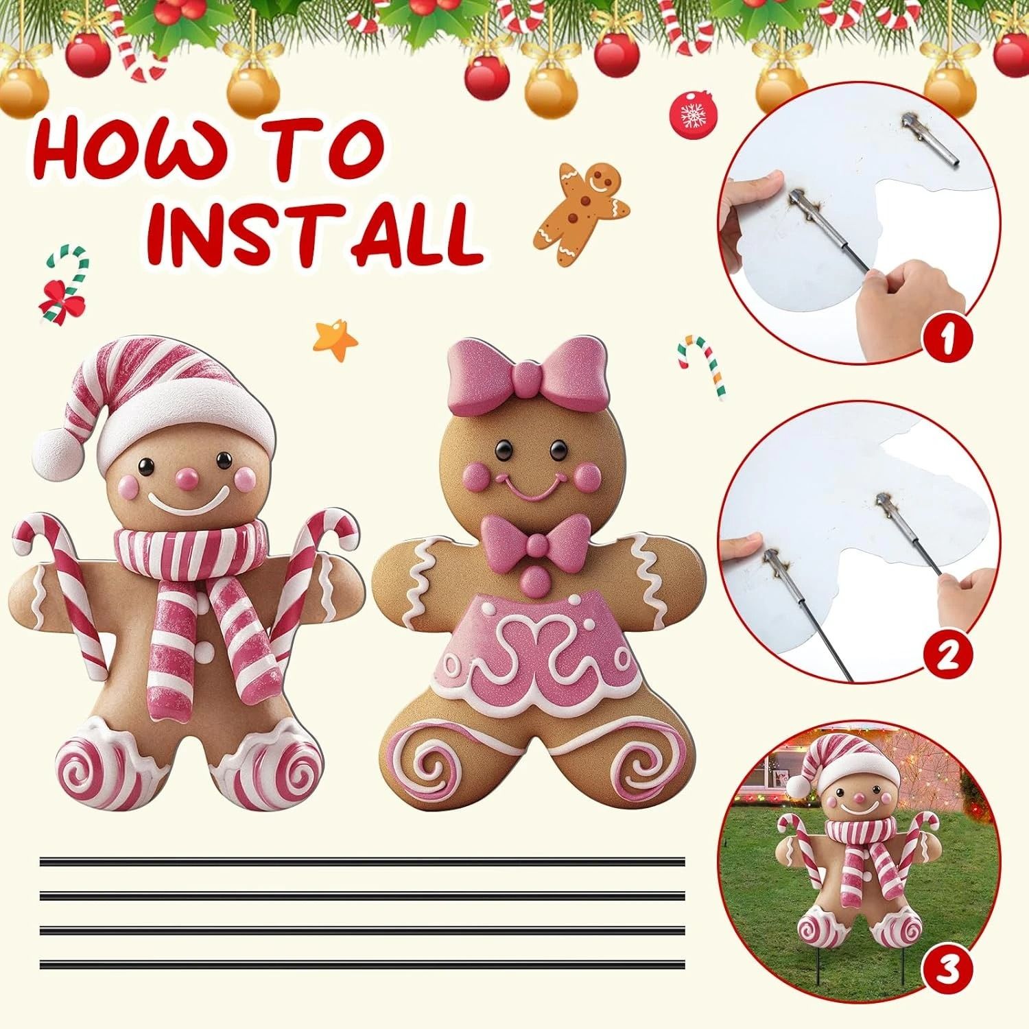 Create a magical holiday atmosphere with the Festive Christmas Boy and Girl Yard Stakes. These charming three dimensiona
