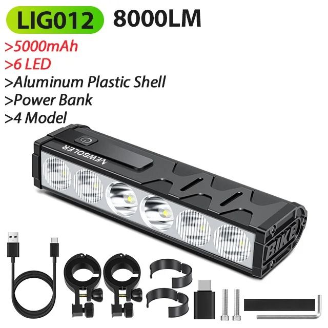 10000 mAh Bicycle Light 17 LED Front Double Bracket Power Bank