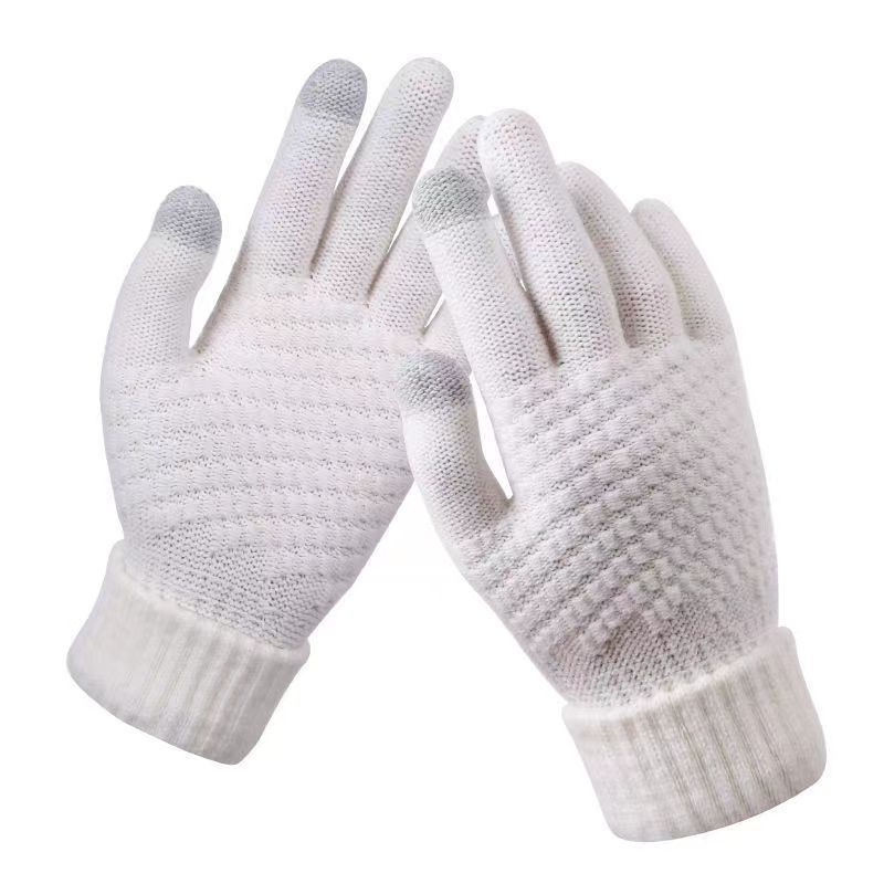 Stretch Classical Knit Mittens, Women Men Warm Winter Touch Screen Gloves, Wool Full Finger Outdoor Cycling Driving