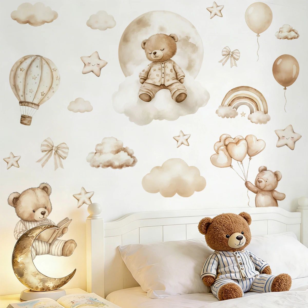 Boho Teddy Bear Balloon Wall Sticker Decal
