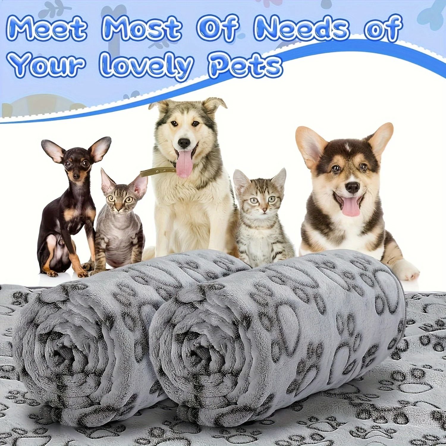 Soft Plush Pet Blanket with Cartoon Design