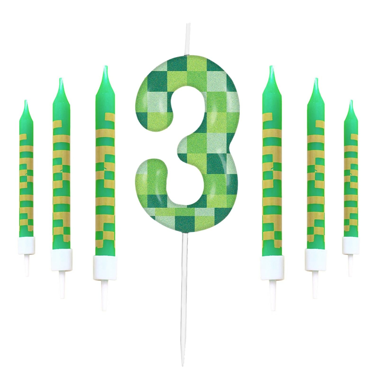 Pixelated Gamer Theme Birthday Candle Set