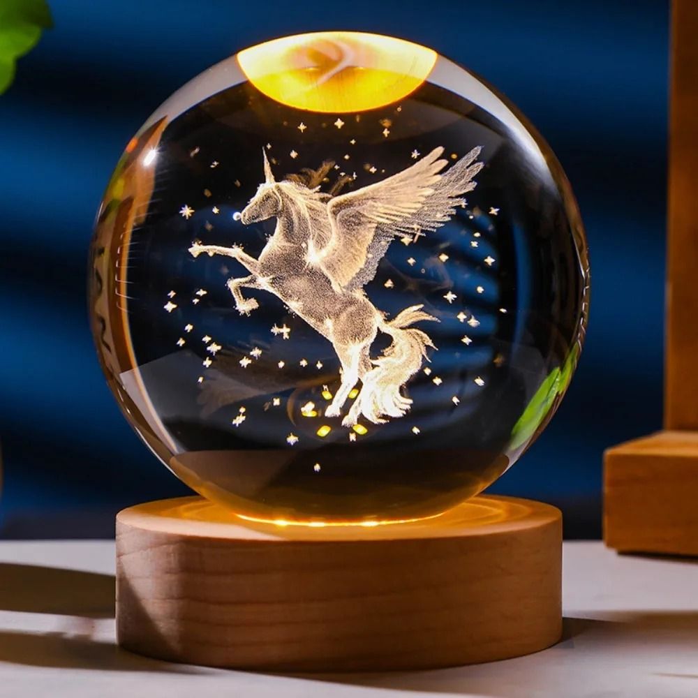 3D Laser Engraved Crystal Ball Night Light