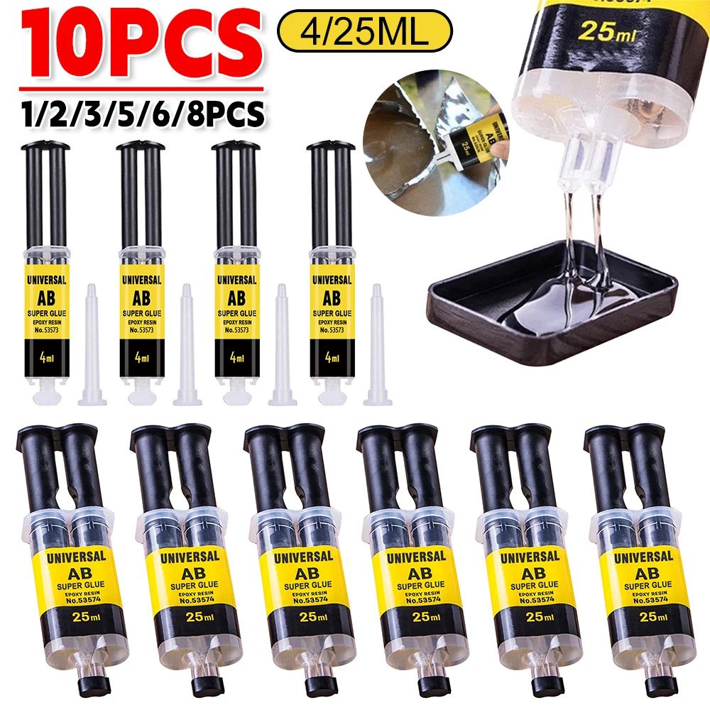 Fast-Set Epoxy Resin Glue AB Waterproof Repair Adhesive for Wood Plastic Metal (4ml/25ml)