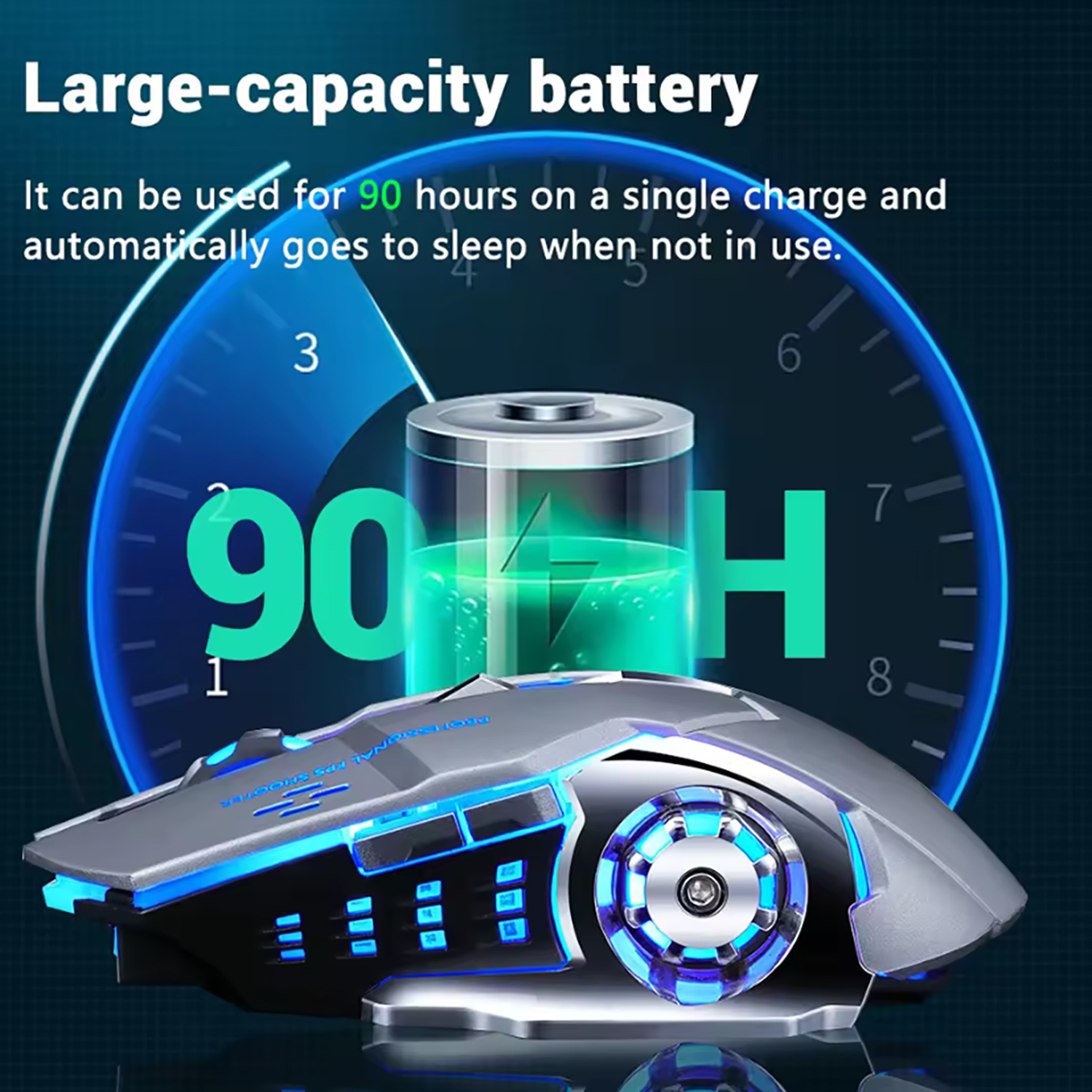 Wireless Gaming Mouse with Rechargeable Battery, Silent Bluetooth, Backlight PC Gamer Mouse, USB Mechanical Mouse