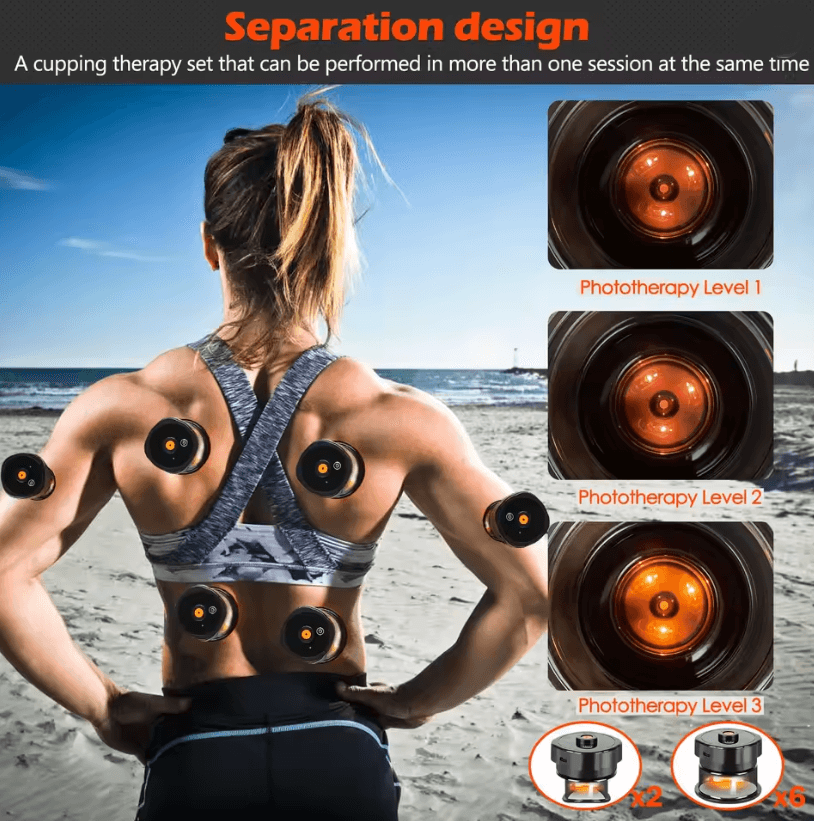 BodyGlow 8 Cup Electric Cupping Massager Kit with Gua Sha and LED Therapy